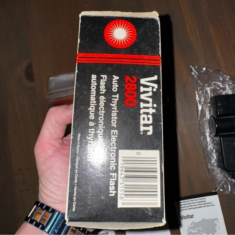 Vtg Vivitar Auto Thyristor 2800 Shoe Mount Flash Working W/ Filters, Box, Manual